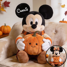 Load image into Gallery viewer, Personalized Pumpkin Pillow Cute Mouse Design Gift for Fall
