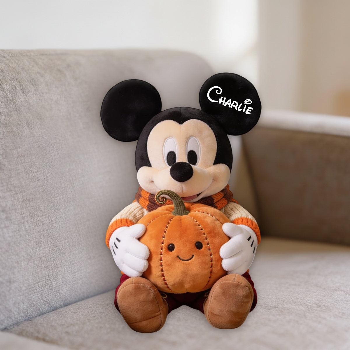 Personalized Pumpkin Pillow Cute Mouse Design Gift for Fall