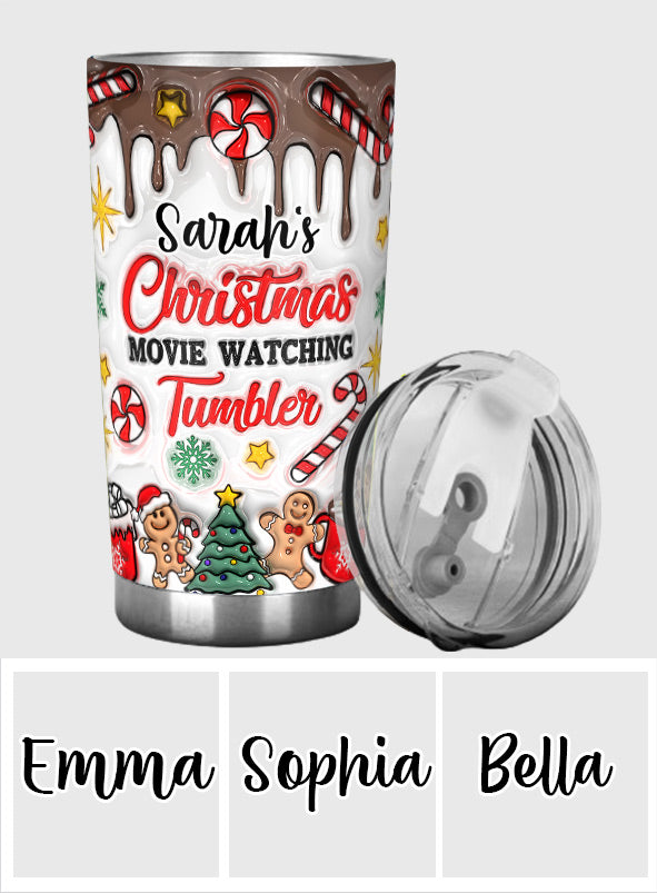 Personalized Christmas Movie Watching Tumbler Custom Name Gift