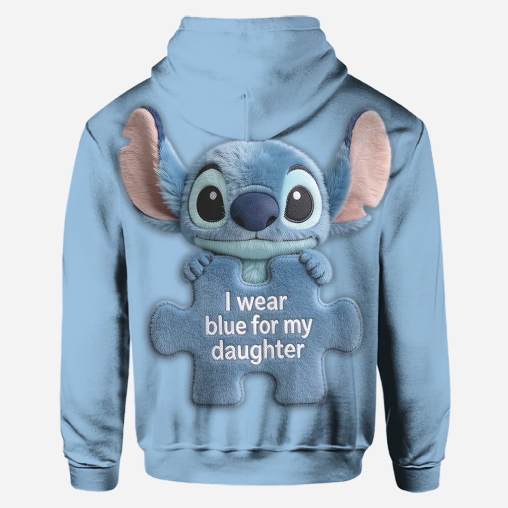 Personalized Autism Awareness Hoodie & Leggings Set for Mom & Daughter - Blue Puzzle Design