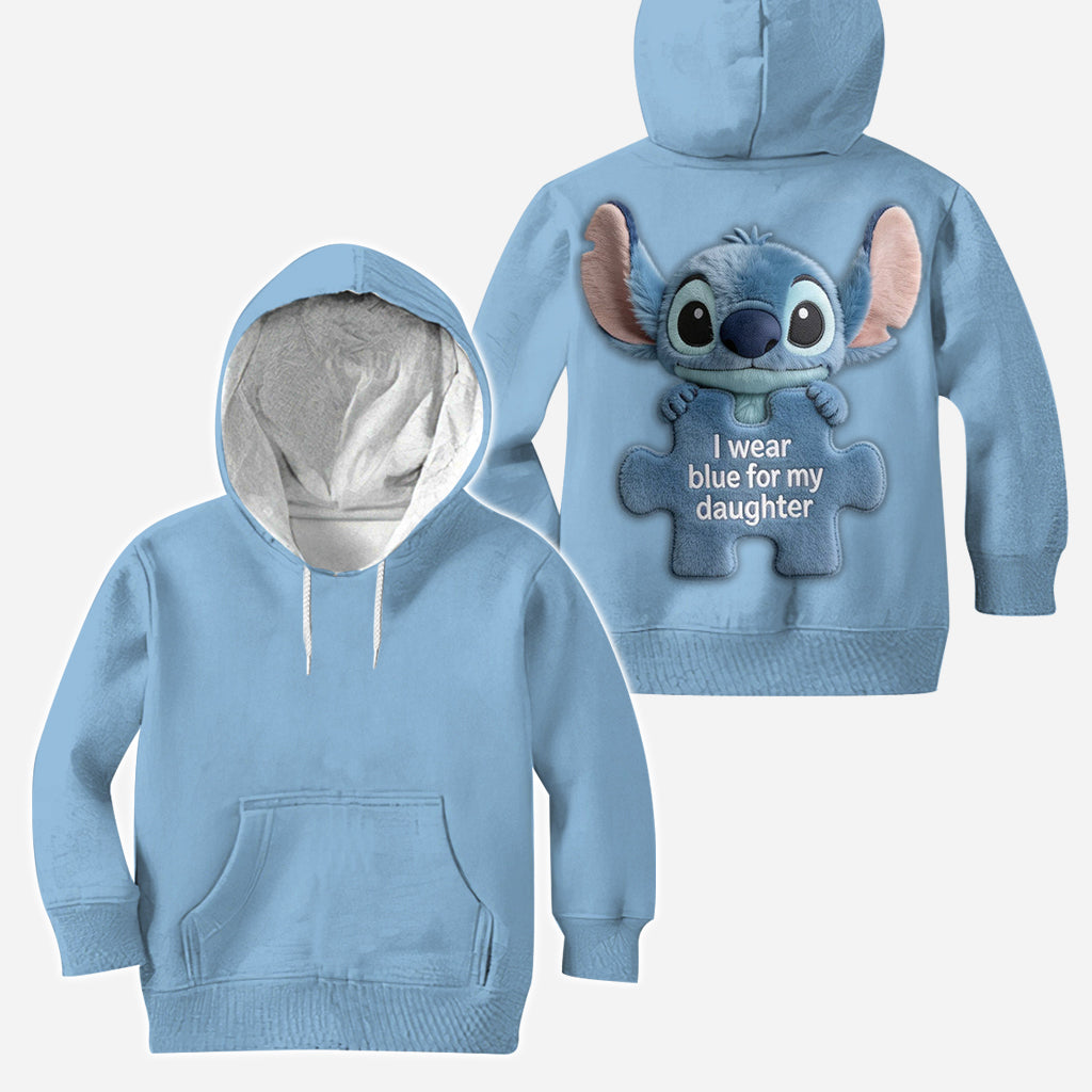 Personalized Autism Awareness Hoodie & Leggings Set for Mom & Daughter - Blue Puzzle Design