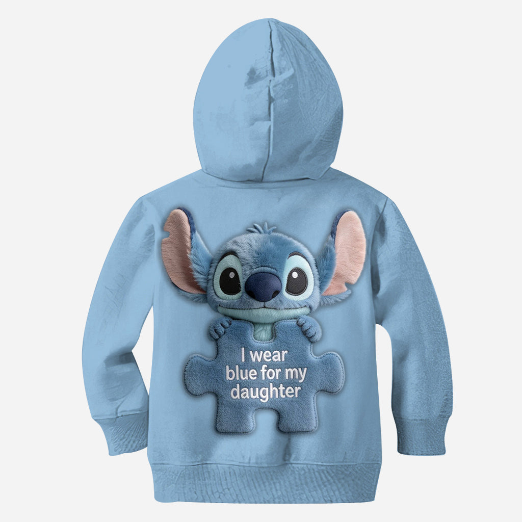 Personalized Autism Awareness Hoodie & Leggings Set for Mom & Daughter - Blue Puzzle Design