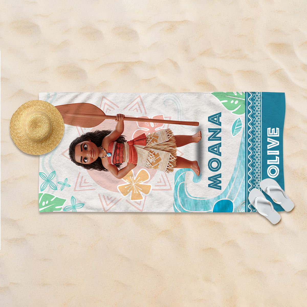 Personalized Moana and Maui Beach Towel Custom Name Gift