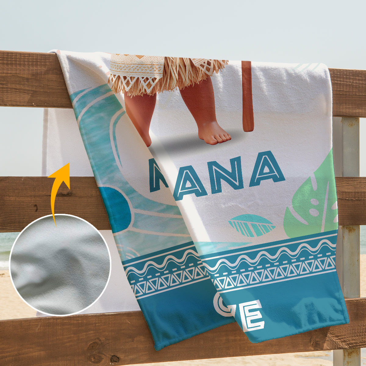 Personalized Moana and Maui Beach Towel Custom Name Gift
