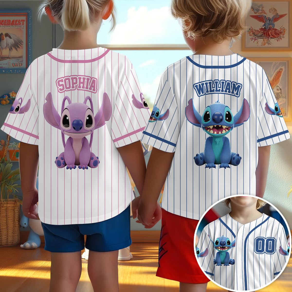 Personalized Kids Baseball Jersey with Ohana Design for Family