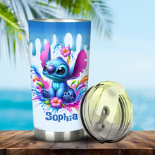 Load image into Gallery viewer, Personalized Blue Ohana Tumbler Custom Name Cool Summer Gift
