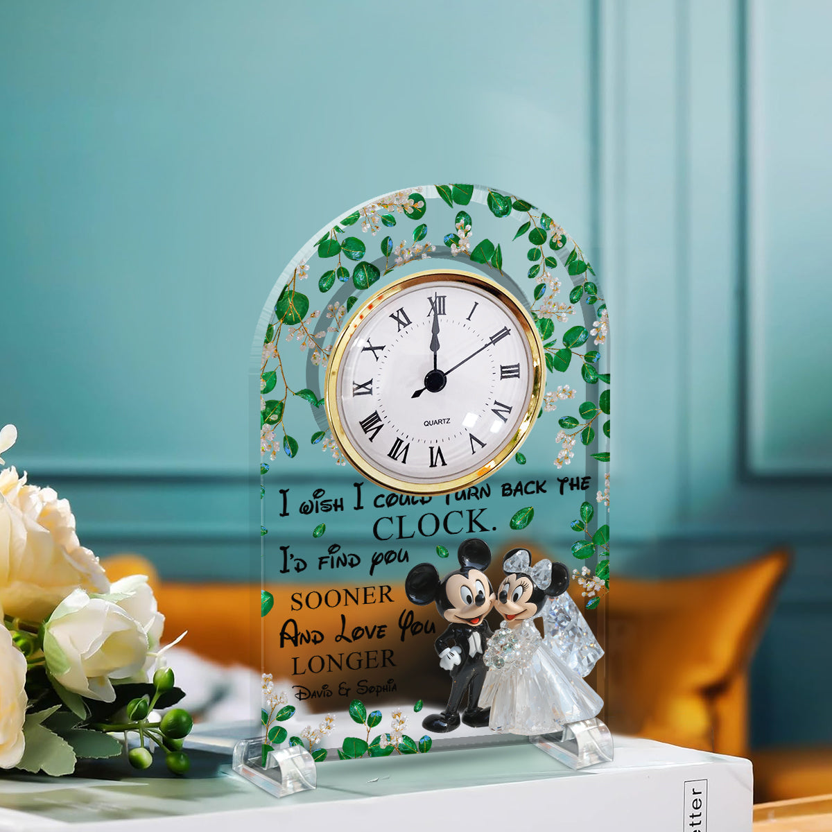 Personalized Acrylic Clock Plaque with Custom Names for Couples