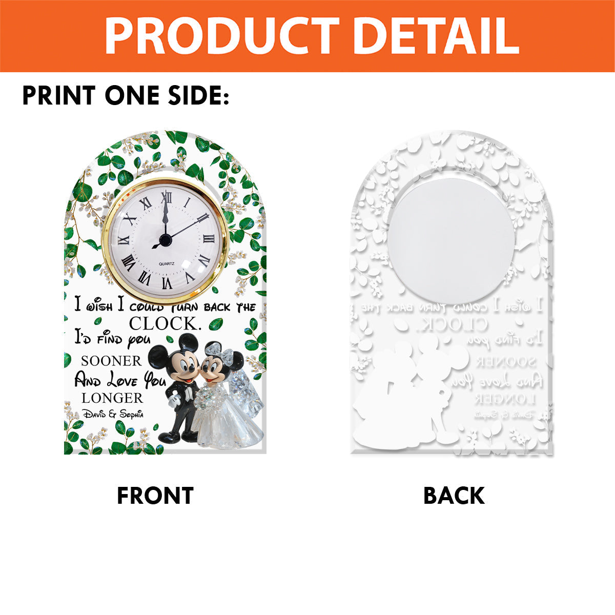 Personalized Acrylic Clock Plaque with Custom Names for Couples