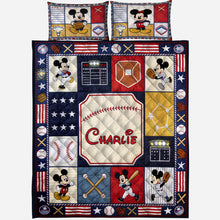 Load image into Gallery viewer, Personalized Mickey Mouse Baseball Quilt Bedding Set Custom Name Gift
