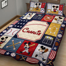 Load image into Gallery viewer, Personalized Mickey Mouse Baseball Quilt Bedding Set Custom Name Gift
