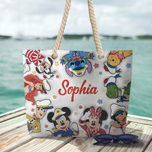 Load image into Gallery viewer, Personalized Canvas Beach Bag with Custom Name - Customizable Gift
