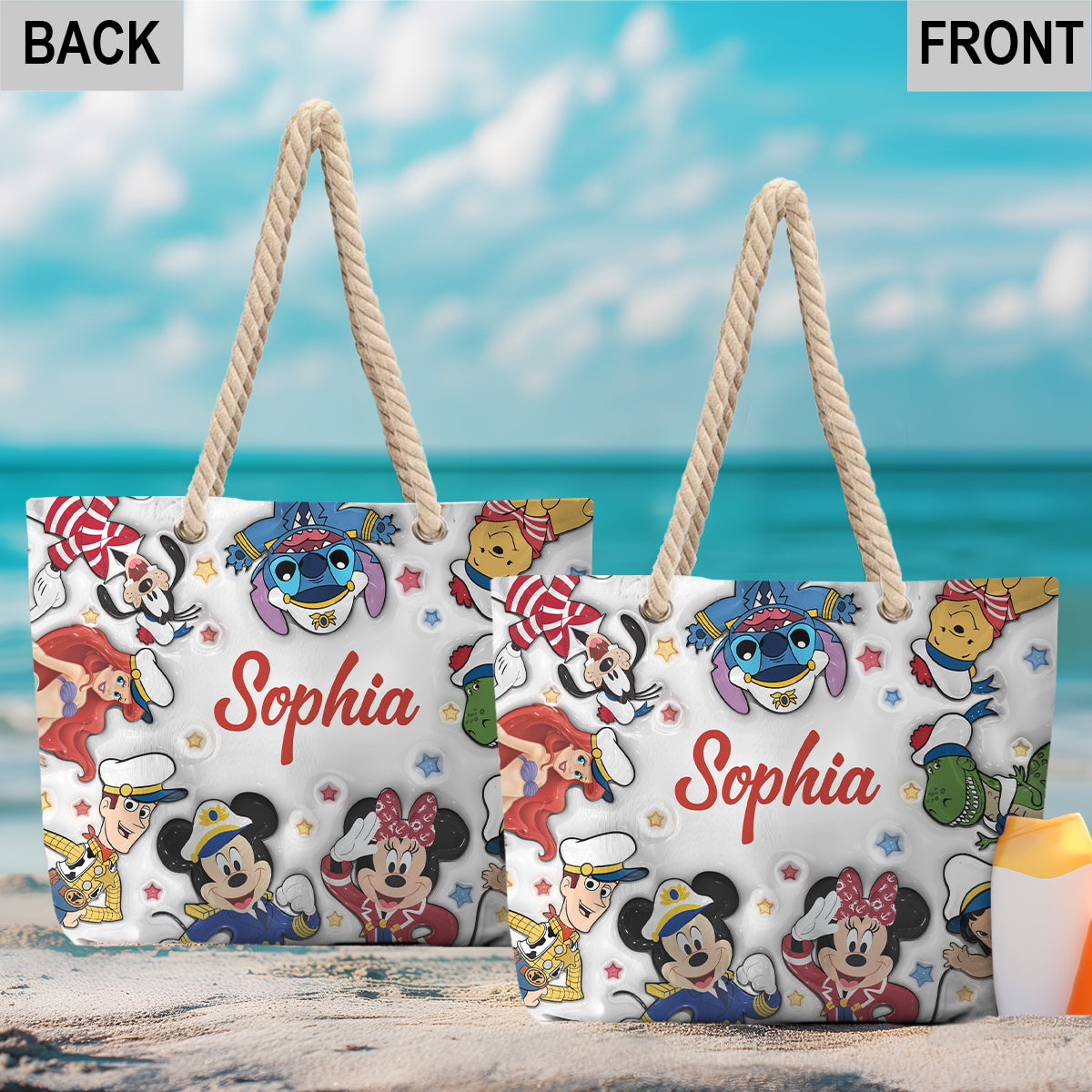 Personalized Canvas Beach Bag with Custom Name - Customizable Gift
