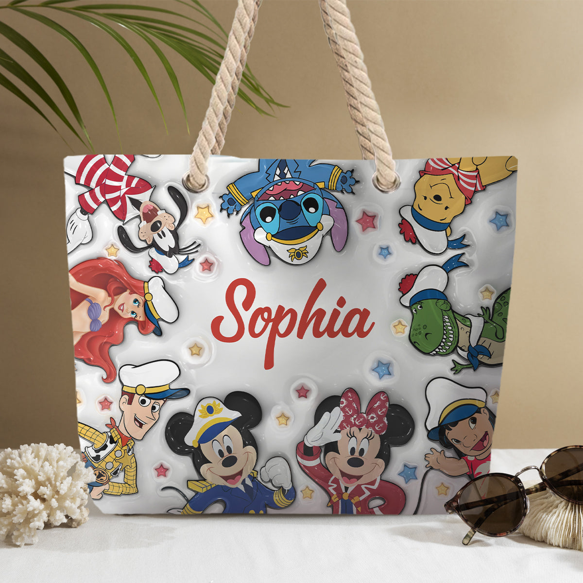 Personalized Canvas Beach Bag with Custom Name - Customizable Gift