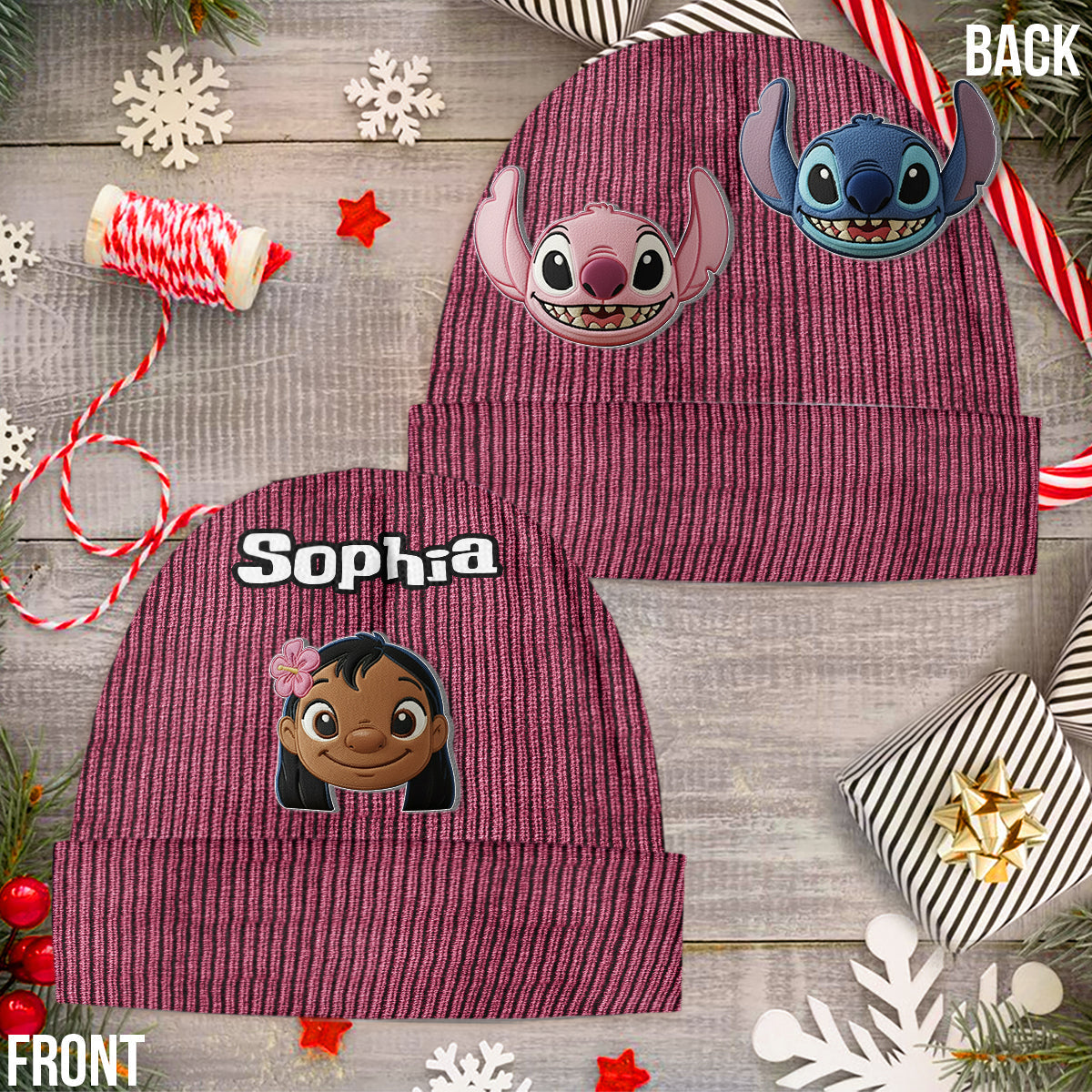 Personalized Ohana Beanie Hat with Custom Patches for Kids