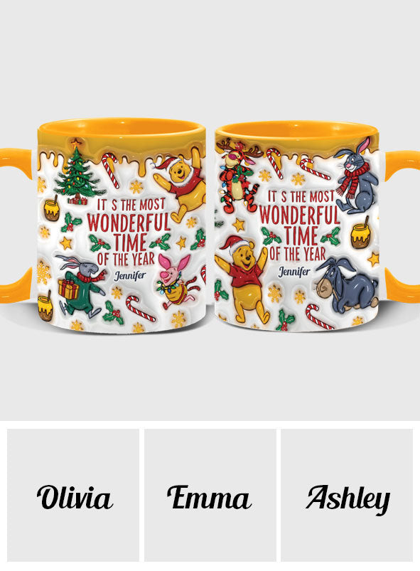 Personalized Christmas Accent Mug with Bear and Friends