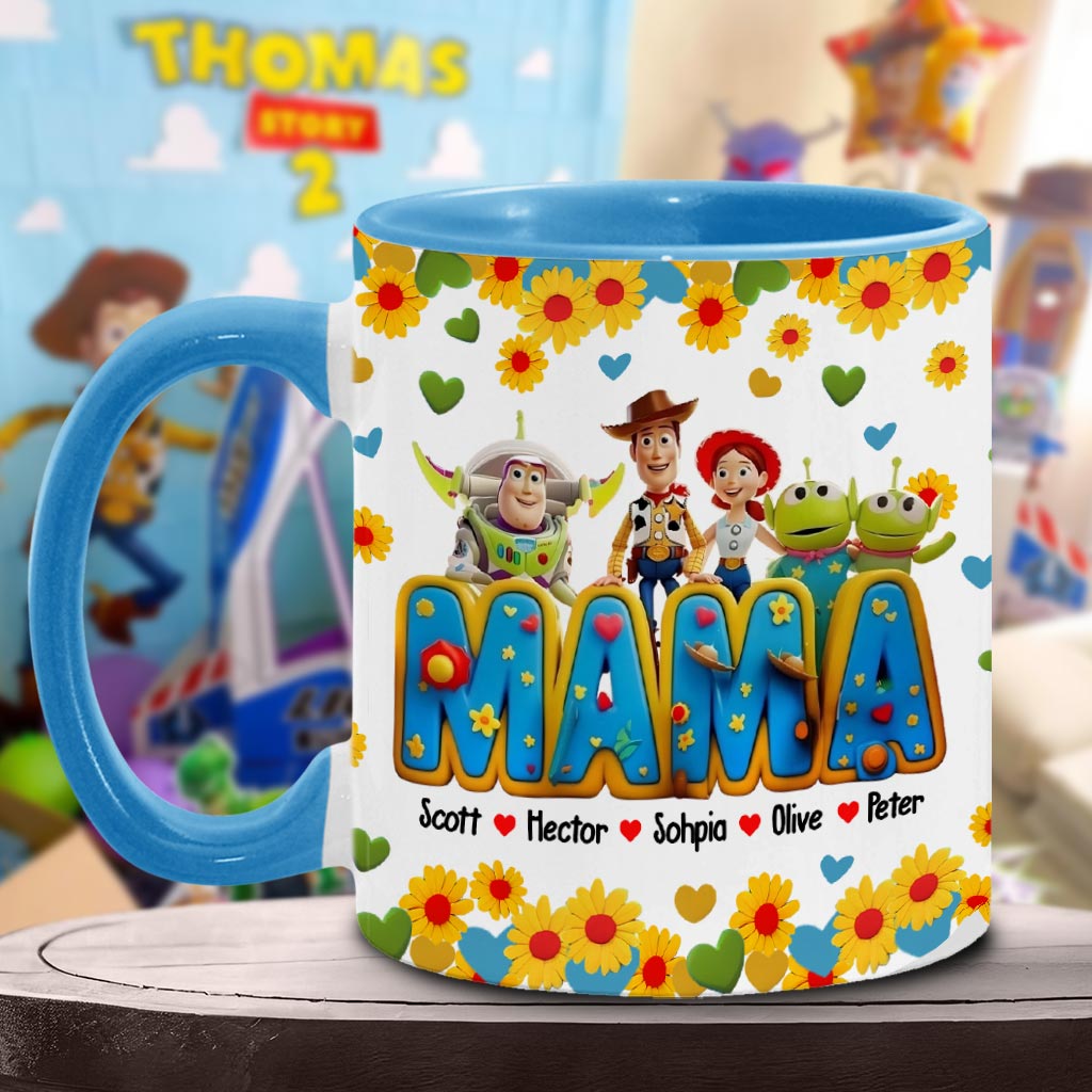 Personalized Accent Mug for Mom with Custom Names & Floral Design