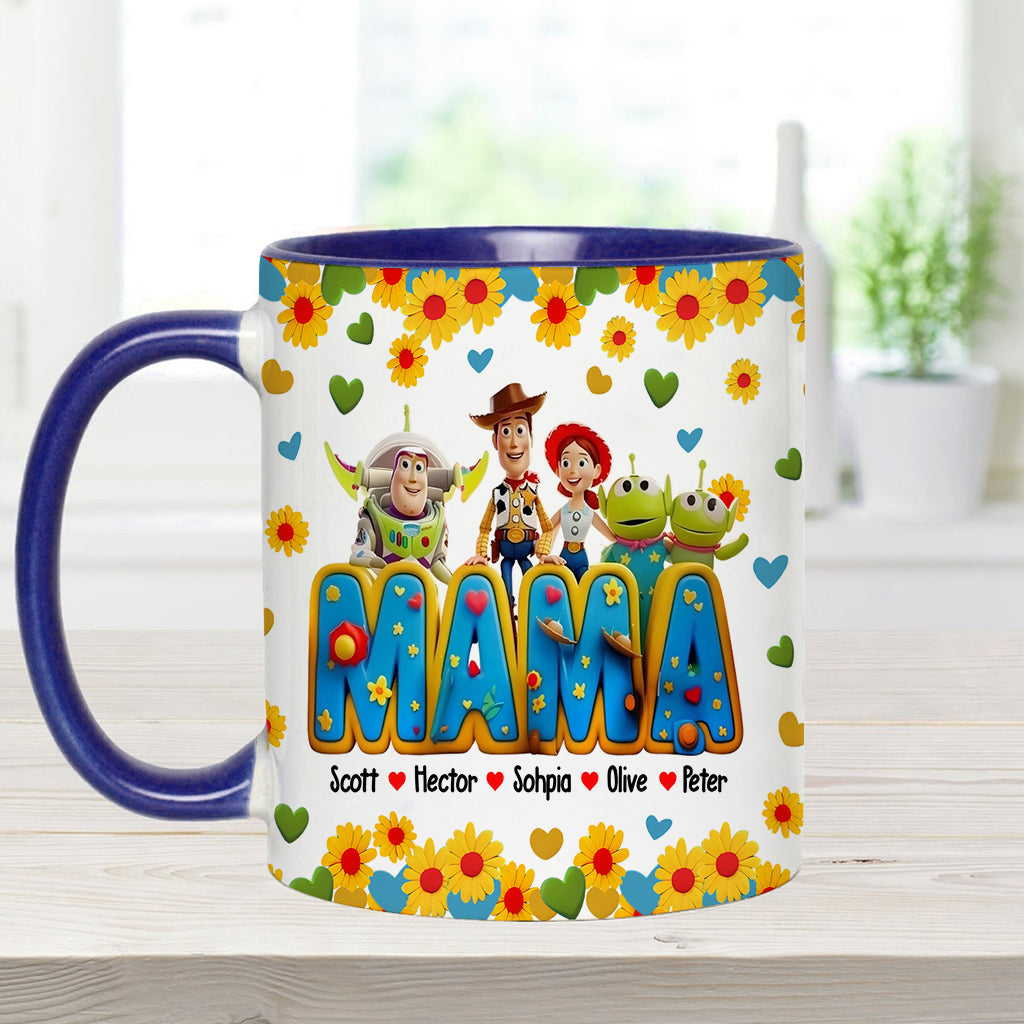Personalized Accent Mug for Mom with Custom Names & Floral Design