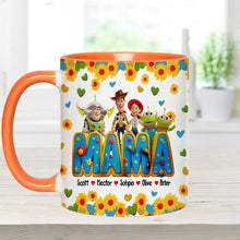 Load image into Gallery viewer, Personalized Accent Mug for Mom with Custom Names &amp; Floral Design
