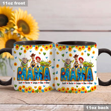 Load image into Gallery viewer, Personalized Accent Mug for Mom with Custom Names &amp; Floral Design
