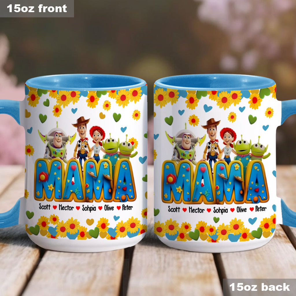 Personalized Accent Mug for Mom with Custom Names & Floral Design