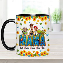 Load image into Gallery viewer, Personalized Accent Mug for Mom with Custom Names &amp; Floral Design

