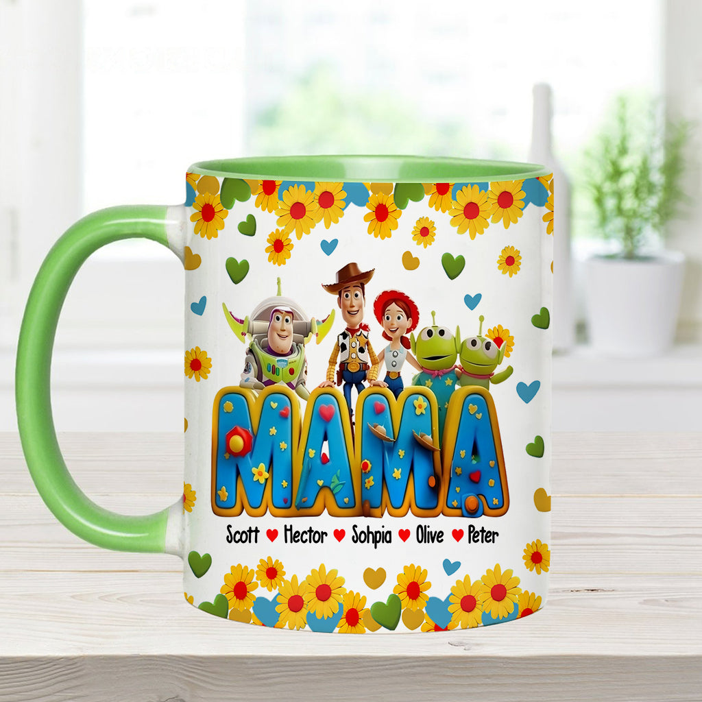 Personalized Accent Mug for Mom with Custom Names & Floral Design