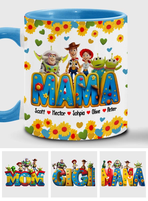 Personalized Accent Mug for Mom with Custom Names & Floral Design