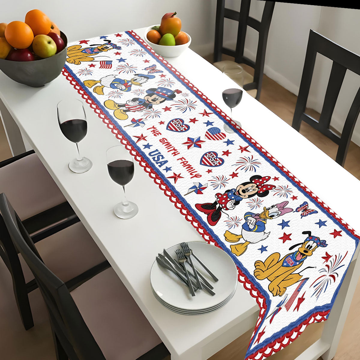 Personalized Colorful Mouse Table Runner Unique Family Gift