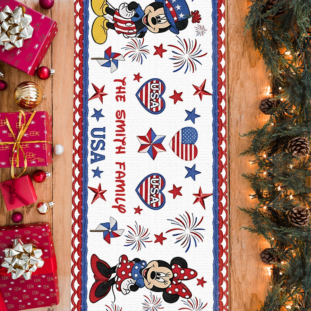 Personalized Colorful Mouse Table Runner Unique Family Gift