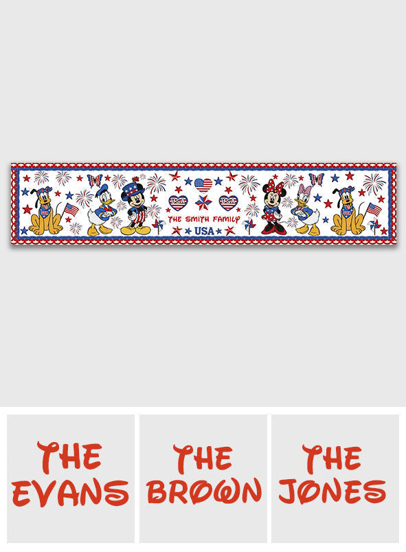 Personalized Colorful Mouse Table Runner Unique Family Gift