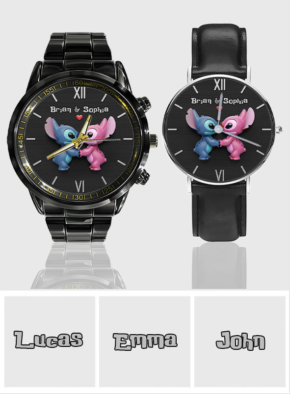Personalized Ohana Couple Hand Watch Set Custom Names Gift for Anniversary