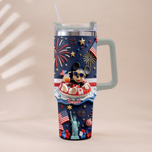 Load image into Gallery viewer, Personalized 40oz Tumbler with 3D Print Handle for Independence Day Gift
