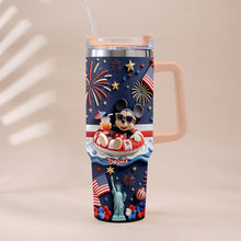 Load image into Gallery viewer, Personalized 40oz Tumbler with 3D Print Handle for Independence Day Gift
