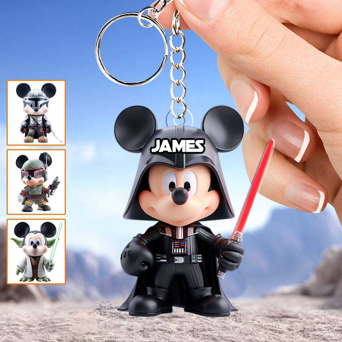 Personalized Mickey Mouse Darth Vader Keychain Custom Name Gift
