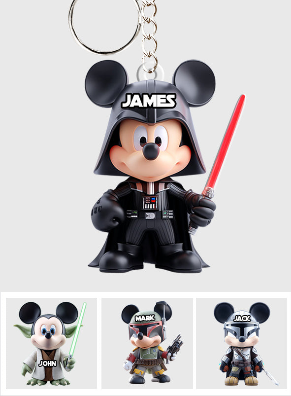 Personalized Mickey Mouse Darth Vader Keychain Custom Name Gift