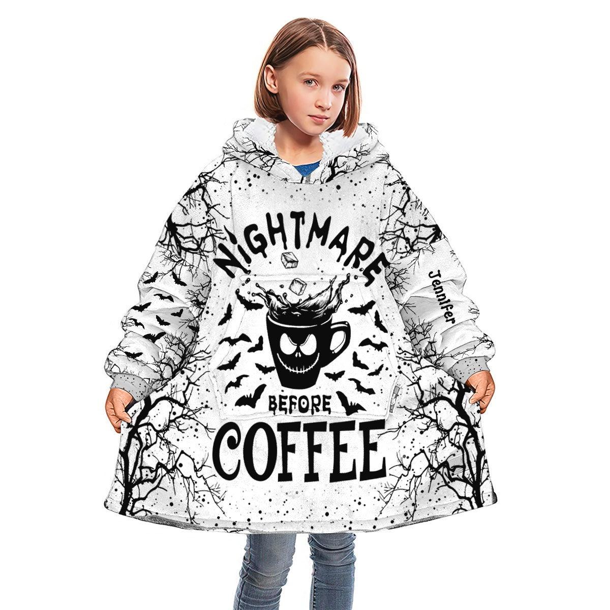 Personalized Nightmare Before Coffee Blanket Hoodie Gift