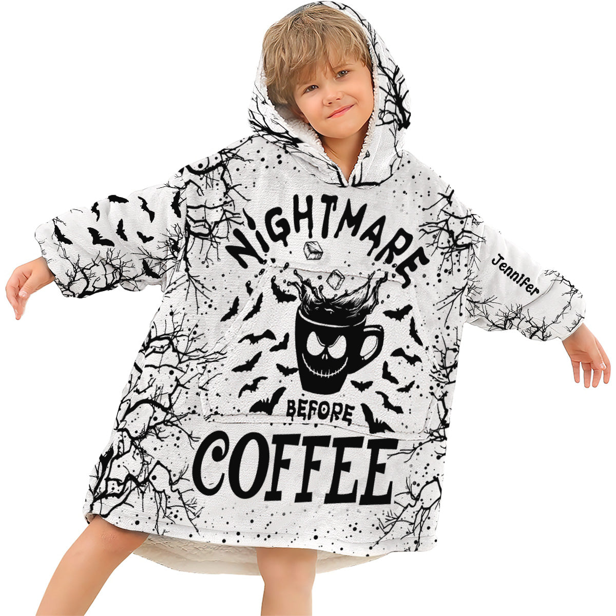 Personalized Nightmare Before Coffee Blanket Hoodie Gift