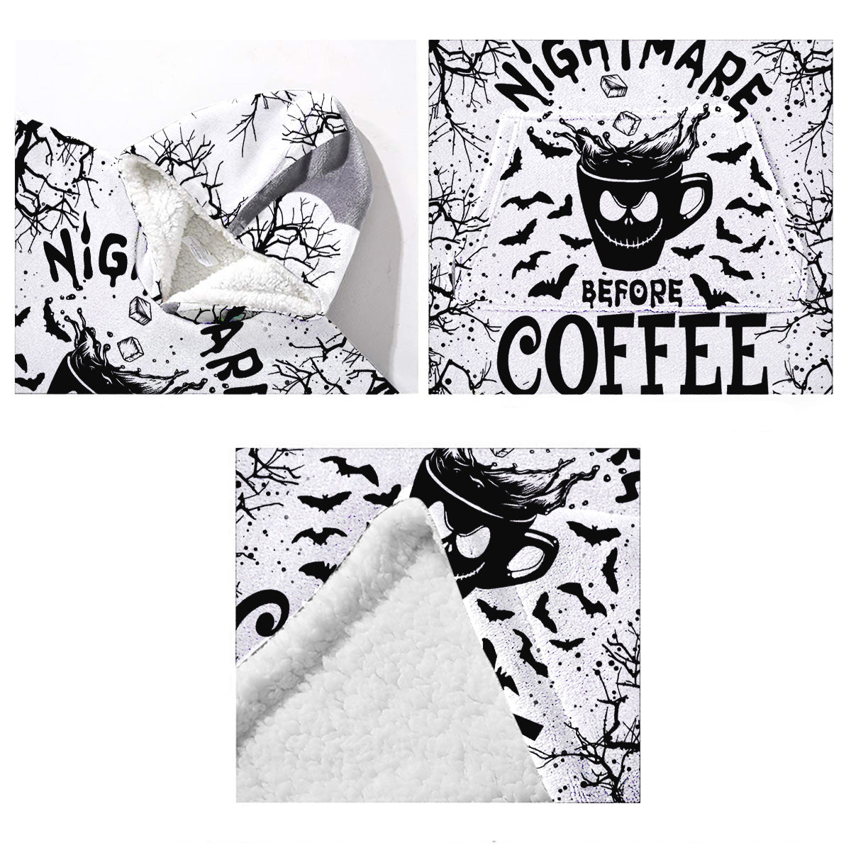 Personalized Nightmare Before Coffee Blanket Hoodie Gift
