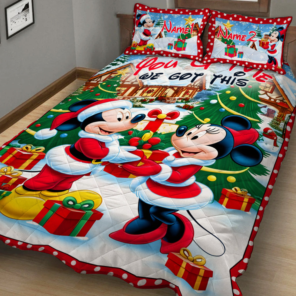 Personalized You and Me Mouse Quilt Set Custom Names Gift