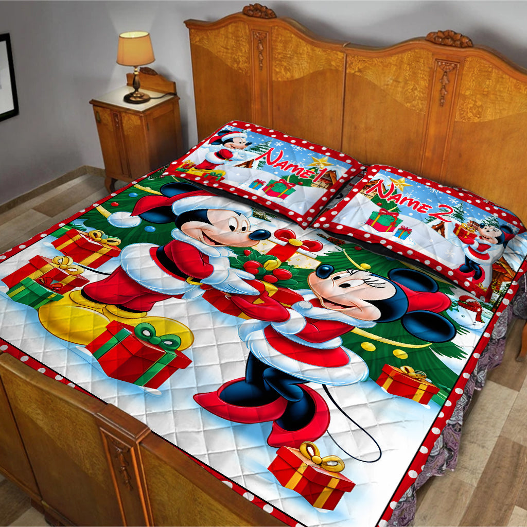 Personalized You and Me Mouse Quilt Set Custom Names Gift
