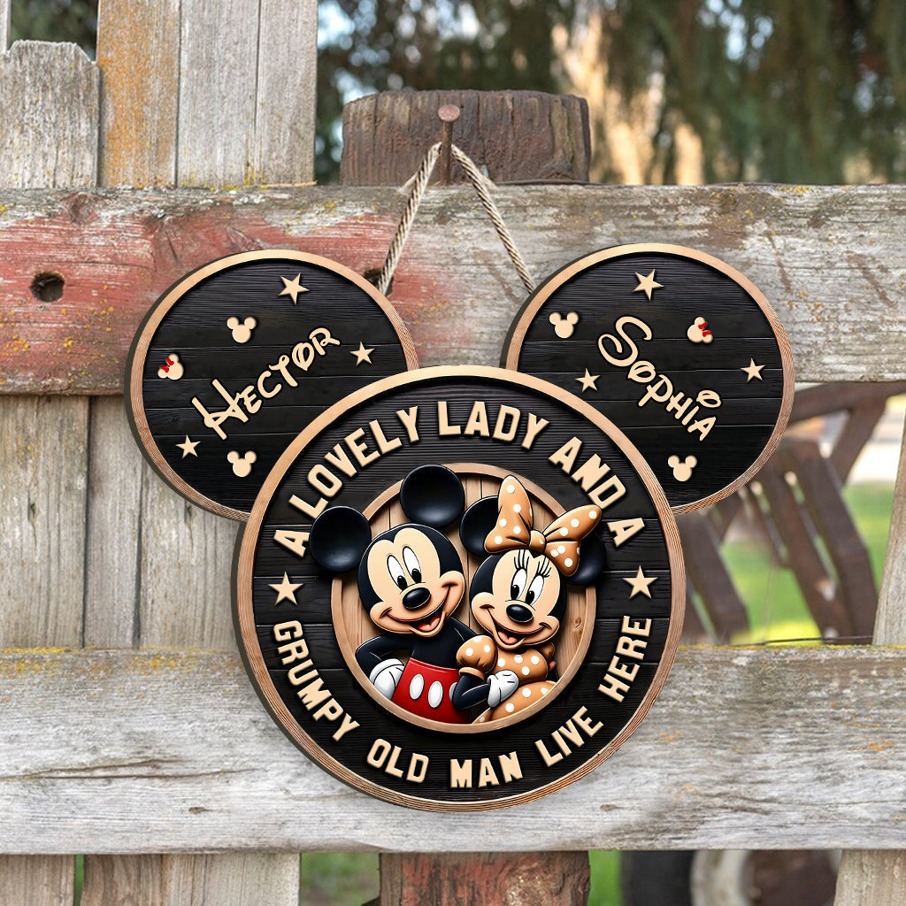 Personalized Mickey Mouse Wood Sign Custom Name Gift for Family