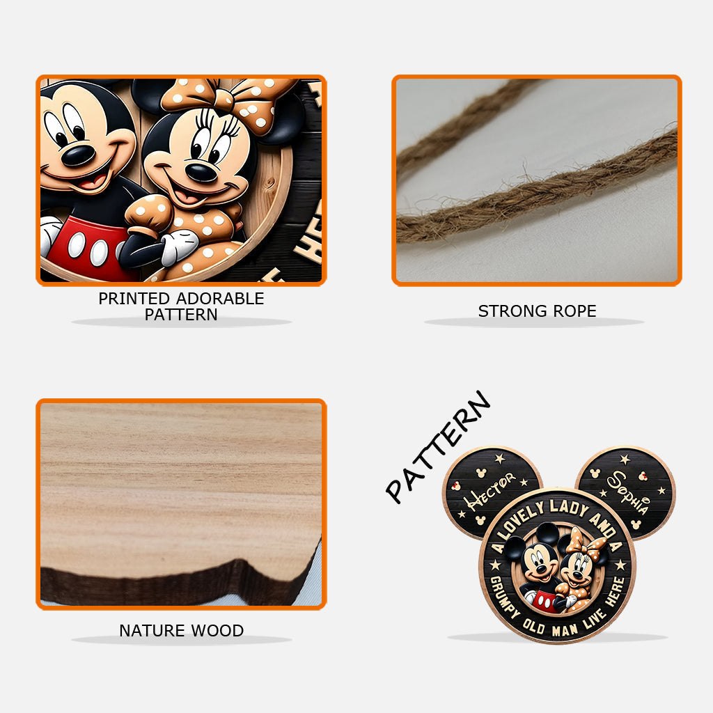 Personalized Mickey Mouse Wood Sign Custom Name Gift for Family