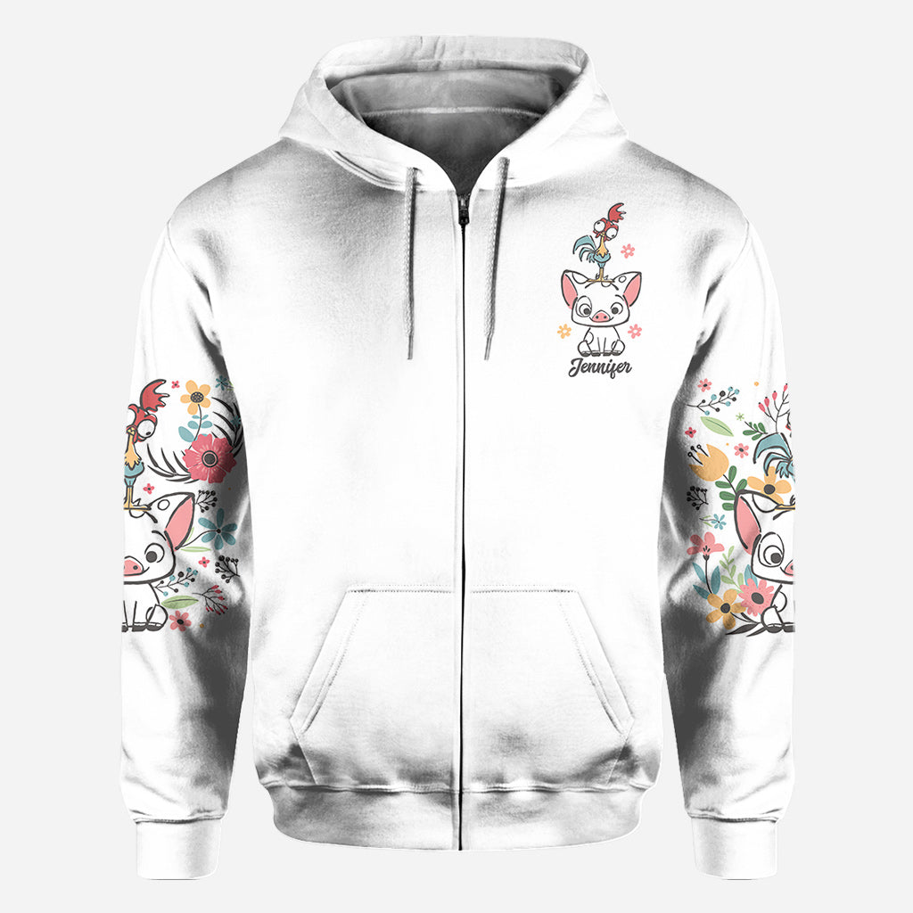 Personalized Floral Pig All Over Shirt Custom Name Gift