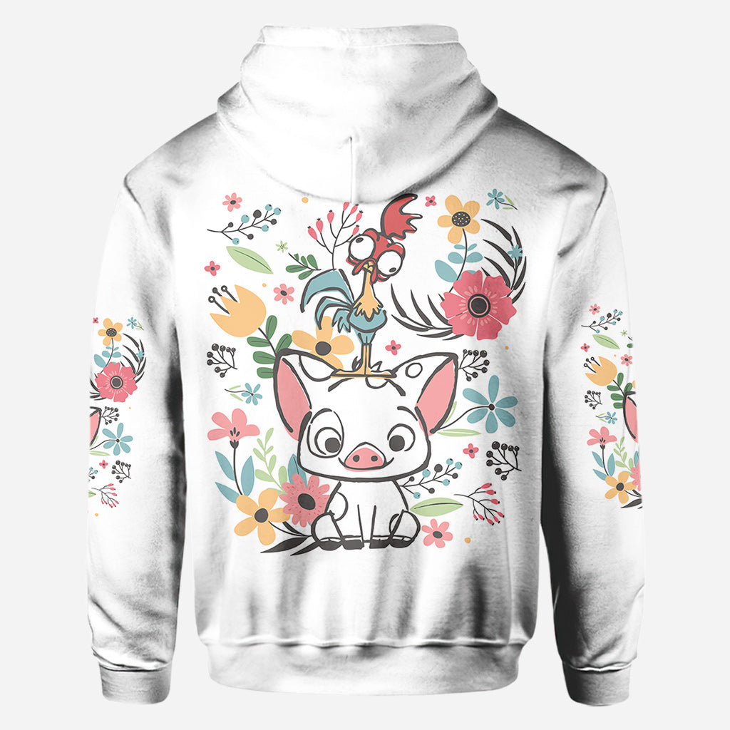 Personalized Floral Pig All Over Shirt Custom Name Gift