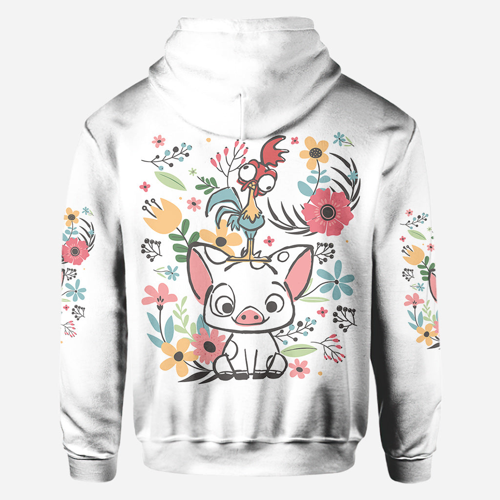 Personalized Floral Pig All Over Shirt Custom Name Gift