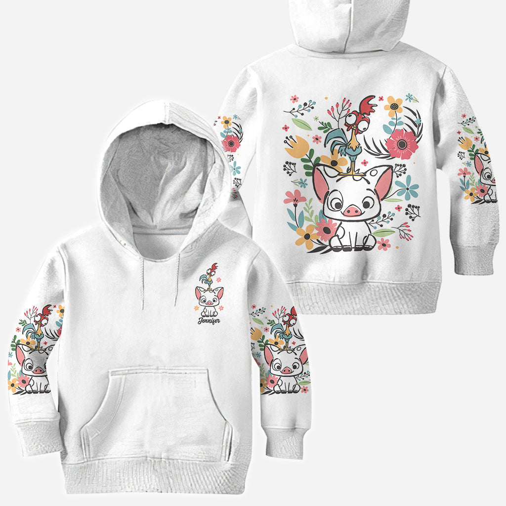 Personalized Floral Pig All Over Shirt Custom Name Gift