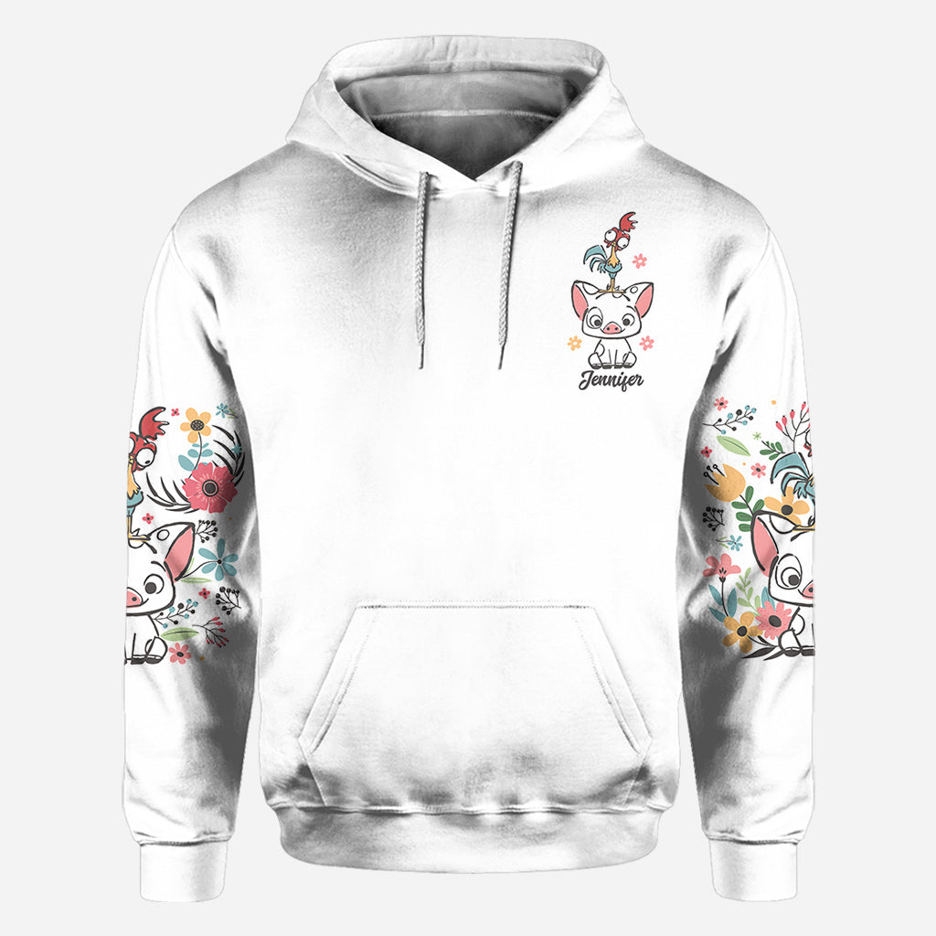 Personalized Floral Pig All Over Shirt Custom Name Gift