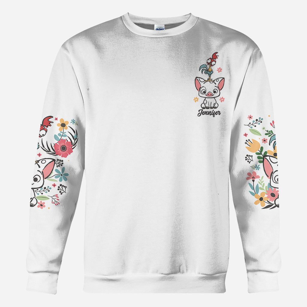 Personalized Floral Pig All Over Shirt Custom Name Gift