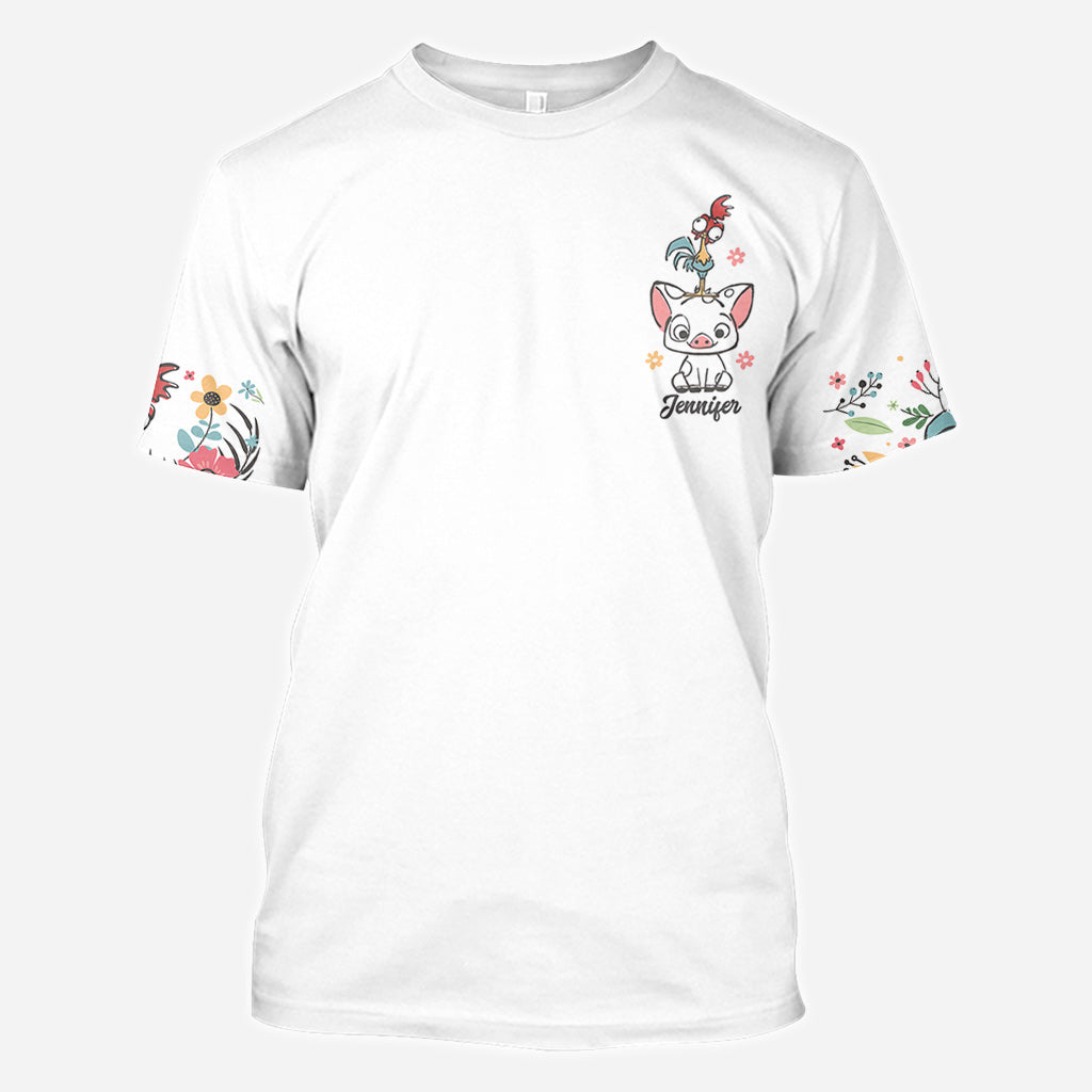Personalized Floral Pig All Over Shirt Custom Name Gift