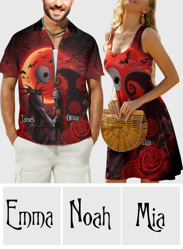 Personalized Nightmare Hawaiian Shirt & Sleeveless Dress for Couples